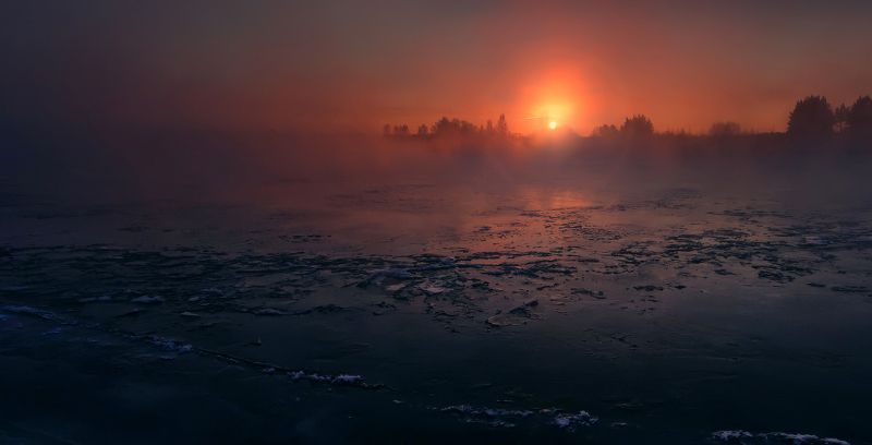 вилия, шуга, утро, мороз, лед, течение, рассвет Ледяной рассвет фото превью