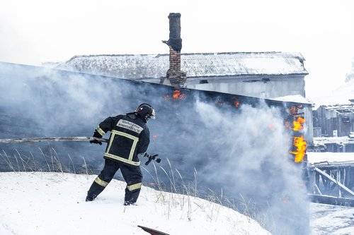 fire in a village in the Arctic circle