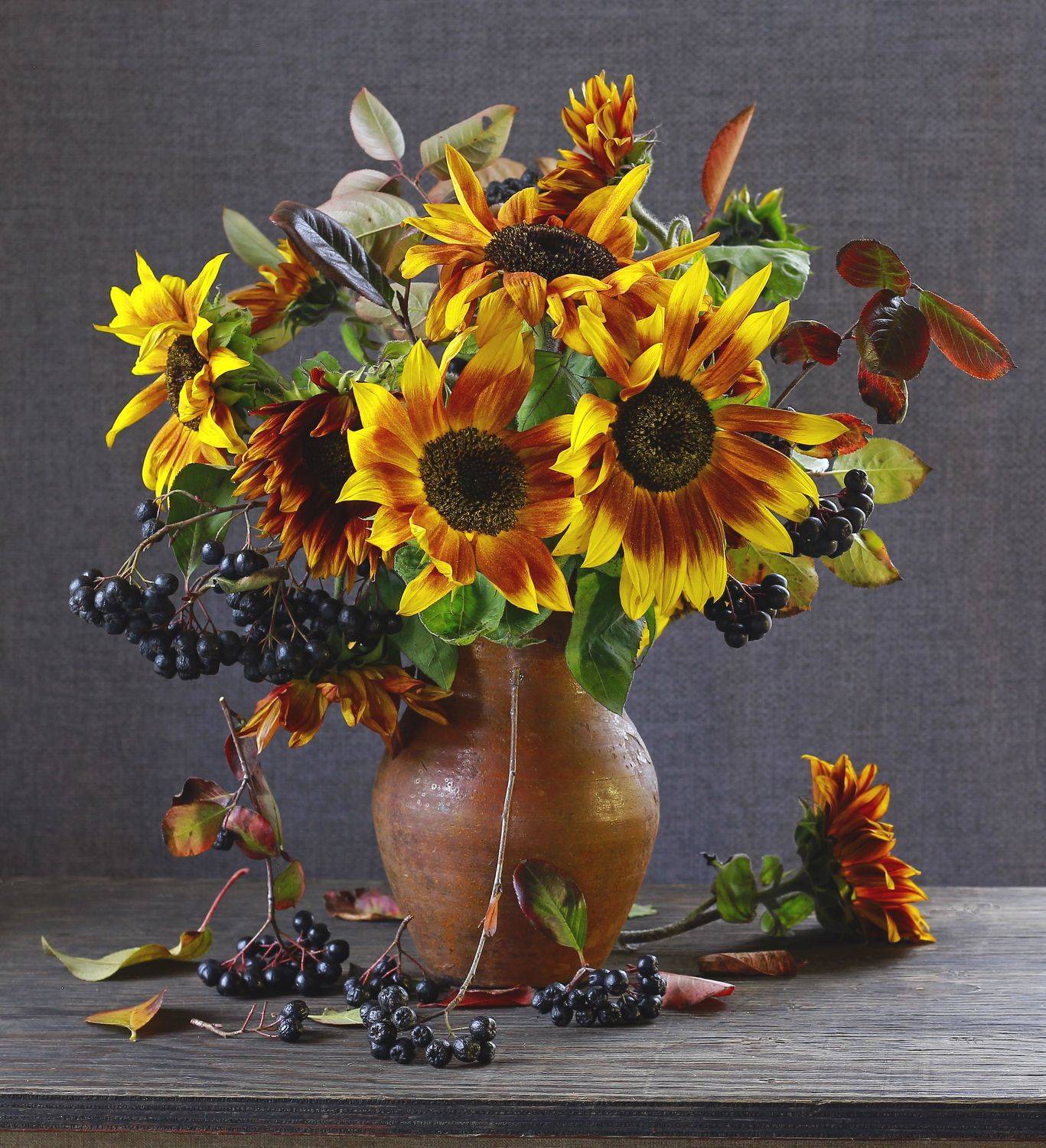 натюрморт, фотонатюрморт, осень, рябина,, подсолнухи, наталья казанцева, Наталья Казанцева