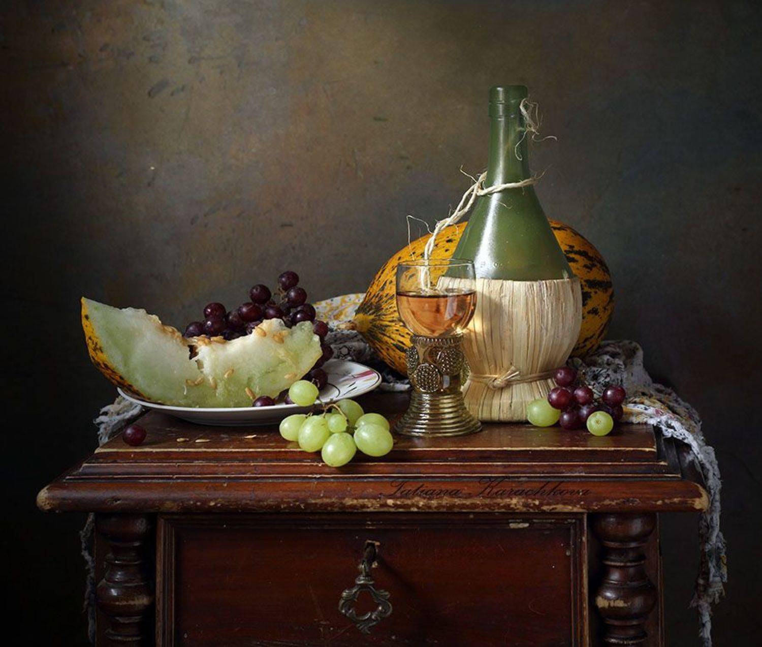 натюрморт, виноград, дыня, осень, Tatyana Karachkova