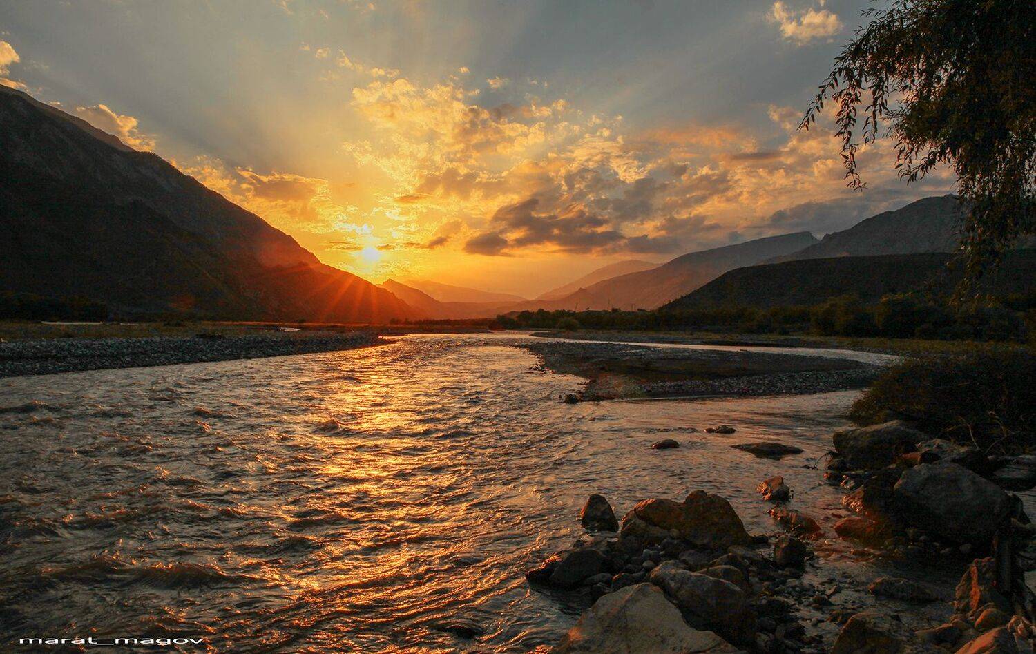 река,закат,горы,андийское кайсу,ботлихский район,, Marat Magov