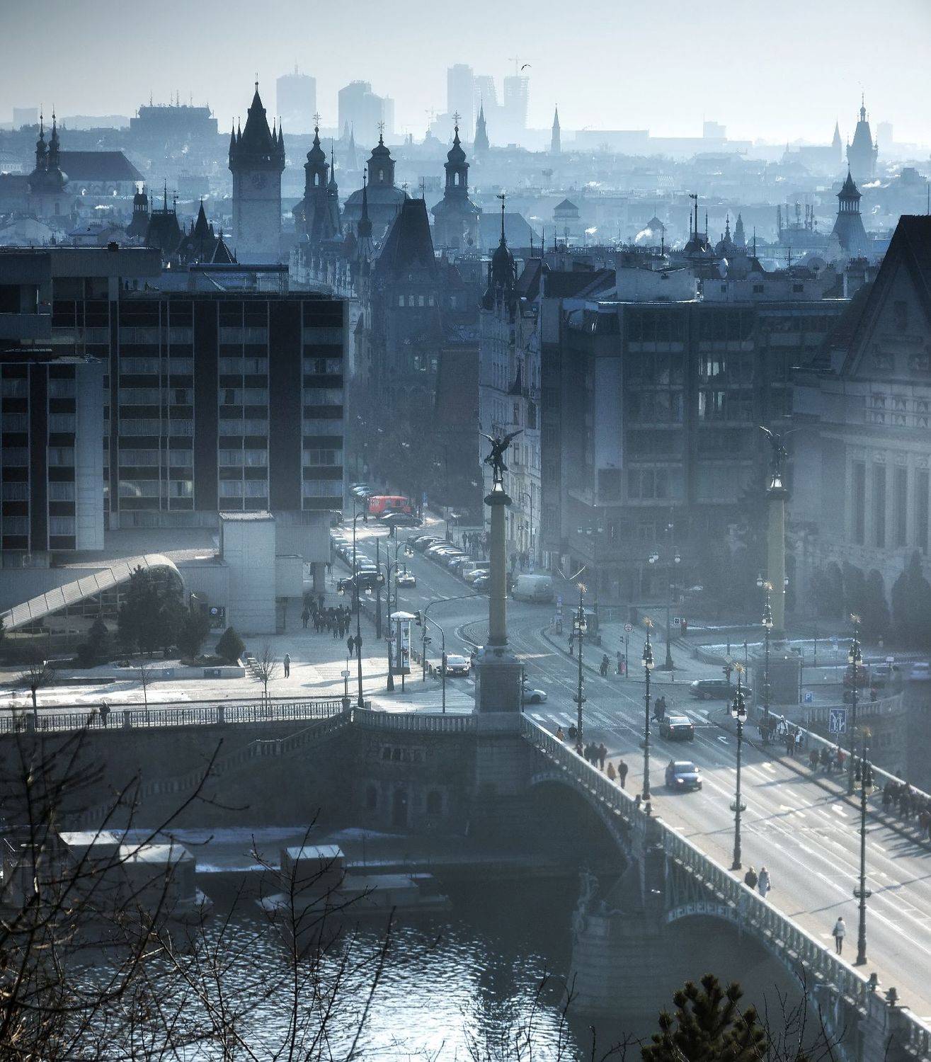 зима, город, прага, дымка, Александр Беляев