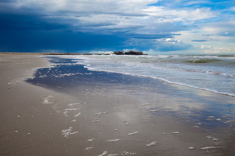 sea, seascape, sky, clouds, storm, waves, blue A stormy day фото превью