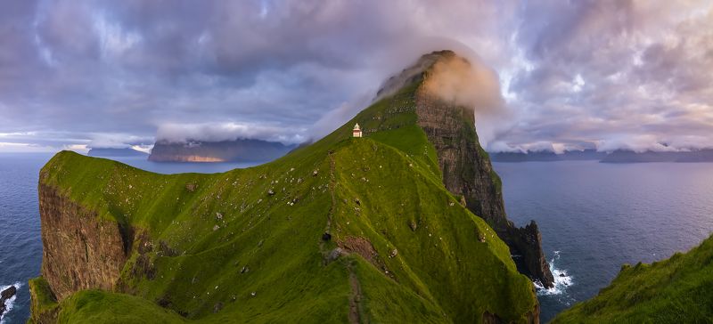 фареры, закат, остров, Кальсой фото превью