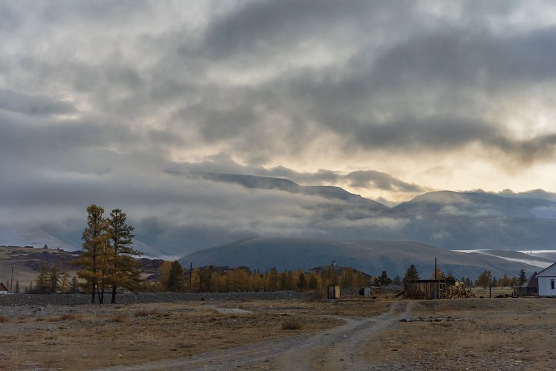 курай, курайская степь, утро, облачность, алтай, горный алтай, чуйский тракт, дорога Утро туманное… фото превью