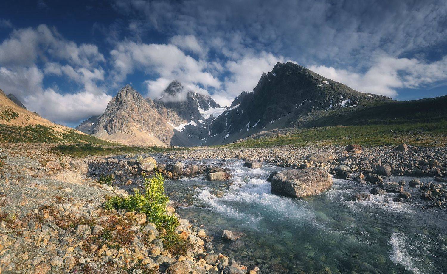 панорама, норвегия, люнген, горы, лето, ручей, Евгений Матюшенков