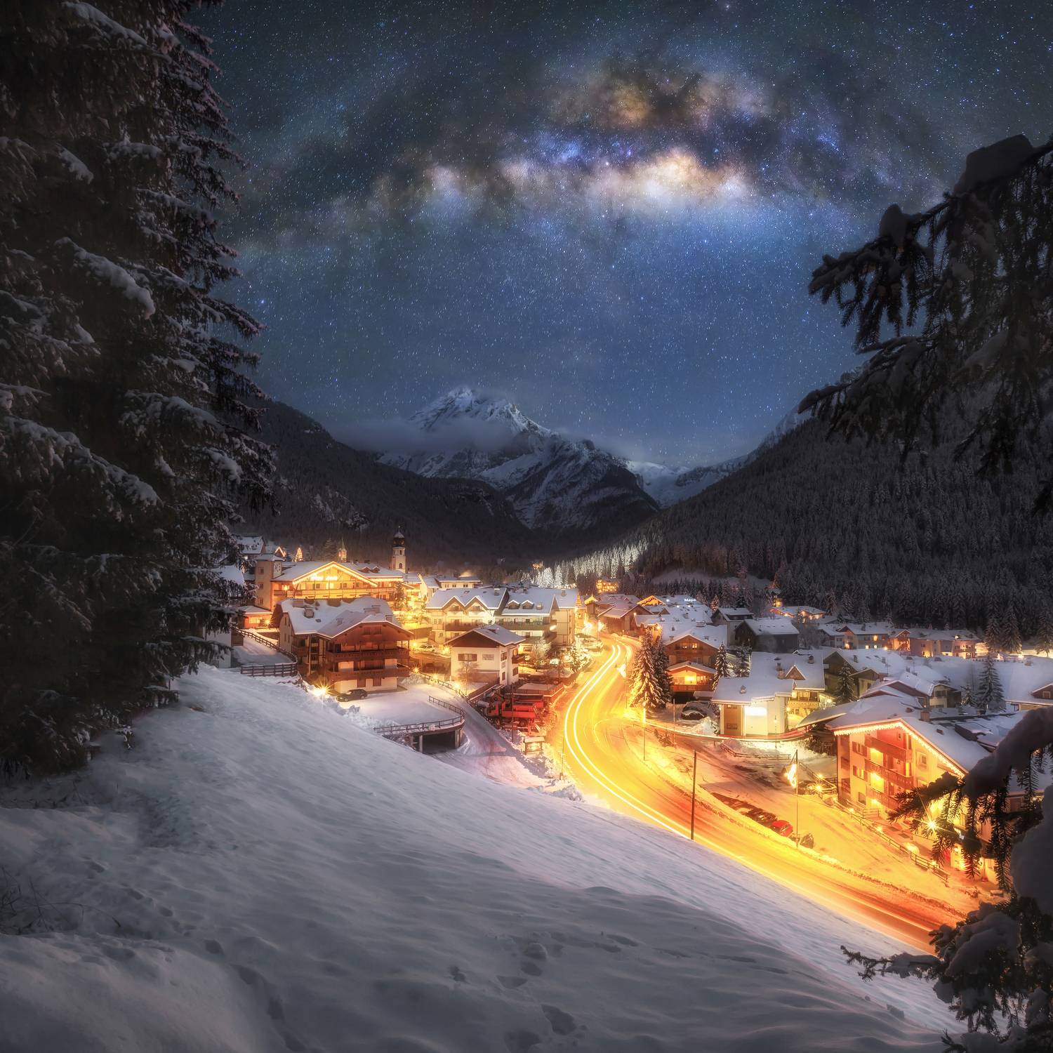 canazei, tirol, night, milky way, Андрей Чабров
