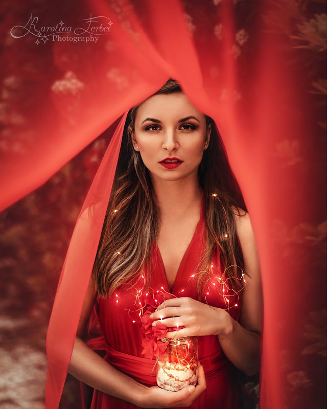 red, light, dress, makeup, magic, fine art, художественная фотография, красный Follow your light фото превью