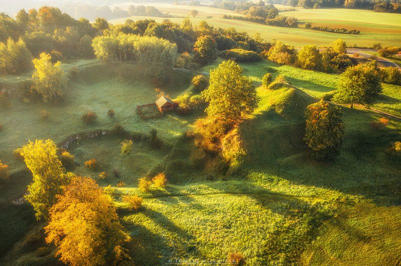 landscape, poland, light, autumn, awesome, amazing, sunrise, sunset, lovely, nature, travel, drone, trees, orange, shadows, dji Autumn look фото превью