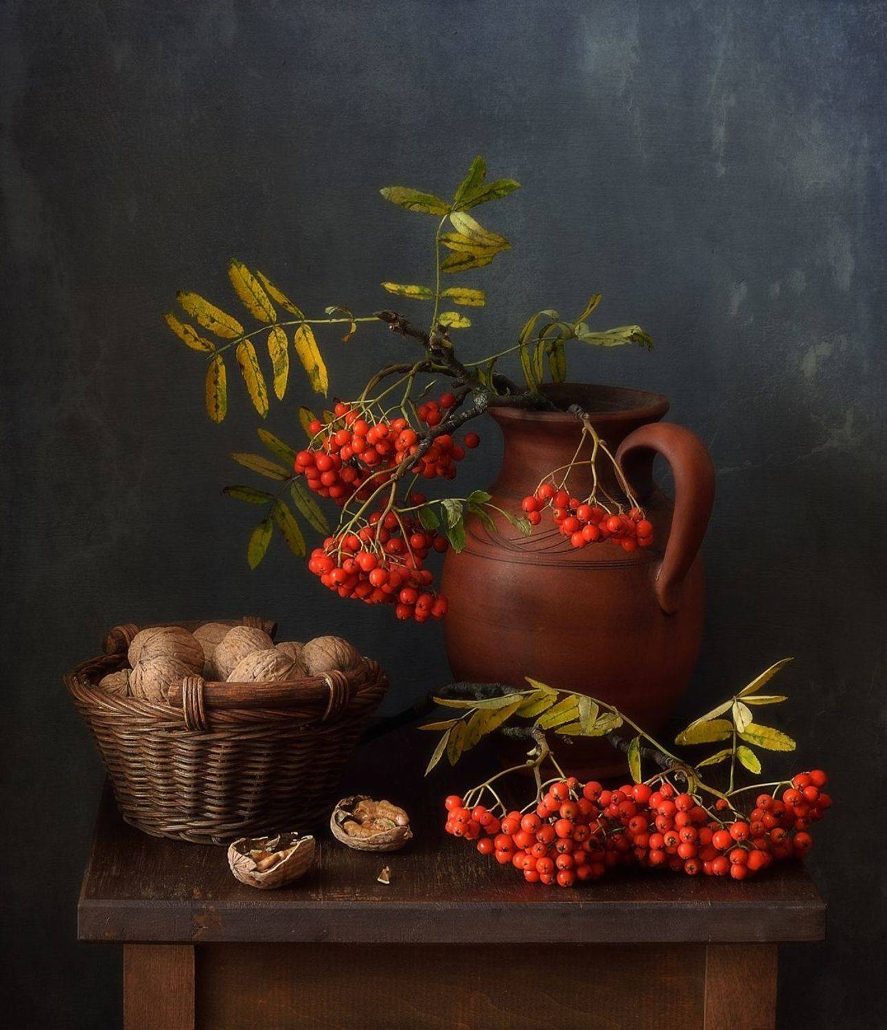 натюрморт,композиция,рябина,осень,орехи, Наталия К