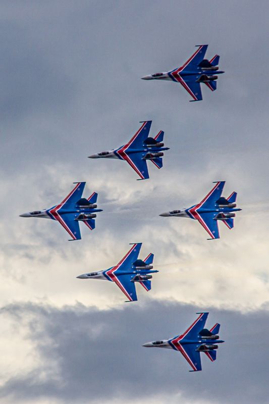 самолет, облака, истребитель, СУ, МИГ, скорость, истребители, вооружение, россия, ВВС, самолеты, гром  фото превью