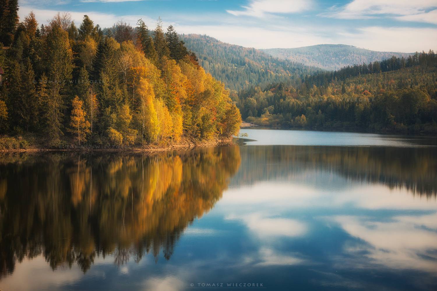 landscape, poland, light, autumn, awesome, amazing, sunrise, sunset, lovely, nature, travel, forest, trees, orange, shadows, reflection, lake, mountains, Tomasz Wieczorek