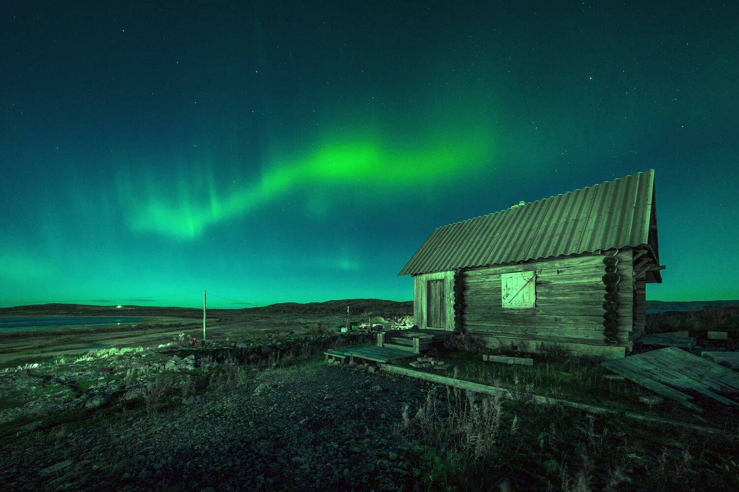 полярное, северное, сияние, дом, териберка, море, заполярье, ночь, огни, звезды, пейзаж, путешествие, Андрей Чиж