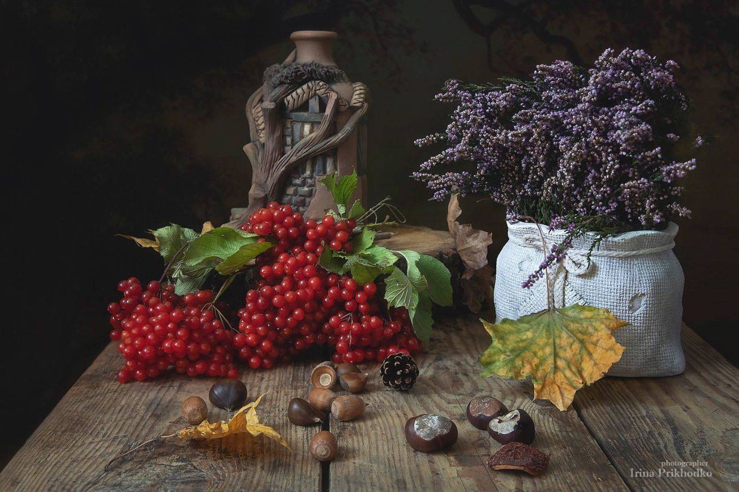 натюрморт, настроение, осень, калина, вереск, Ирина Приходько
