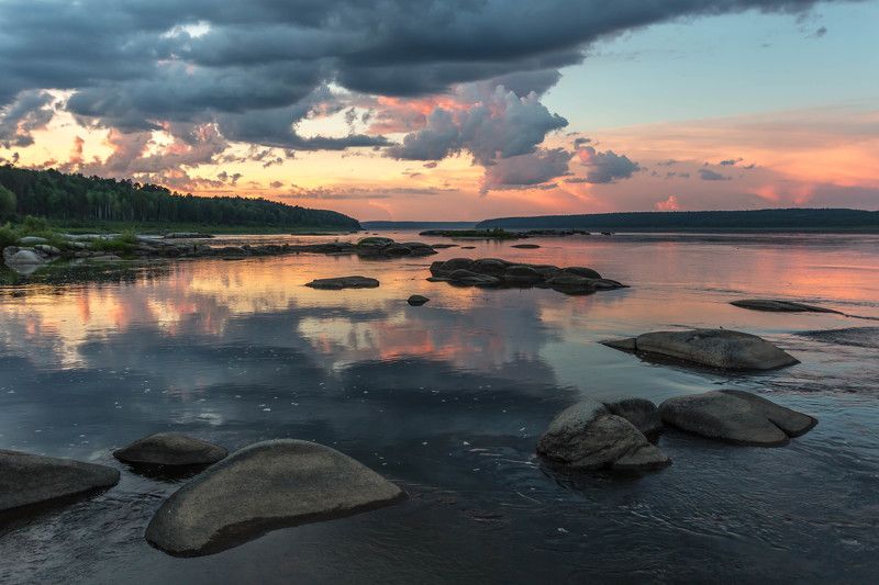 Ангара, закат, река, Ангара Закат на Ангаре фото превью