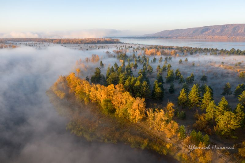 волга туман рассвет Над Волгой фото превью