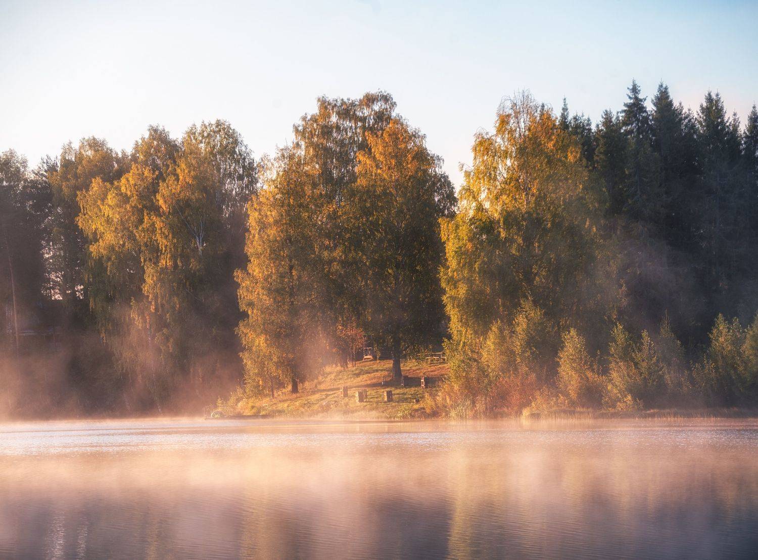 рассвет, туман, россия, сентябрь, вода, Андрей Малыгин