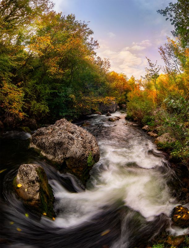 река, лес, осень, крым, черная речка, черноречье, каньон \