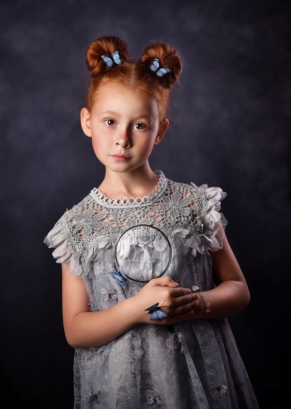 портрет, девочка, рыжая, рыжий, лето, бабочка, следопыт  фото превью