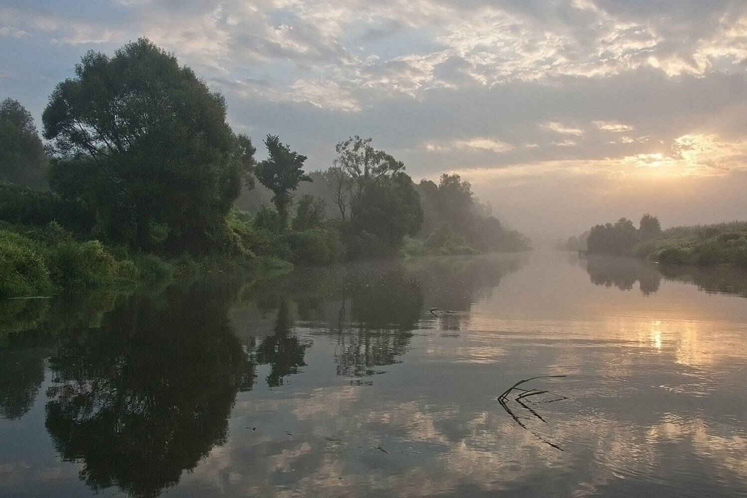 рассвет, река, утро, якшино, упа, Михаил Агеев