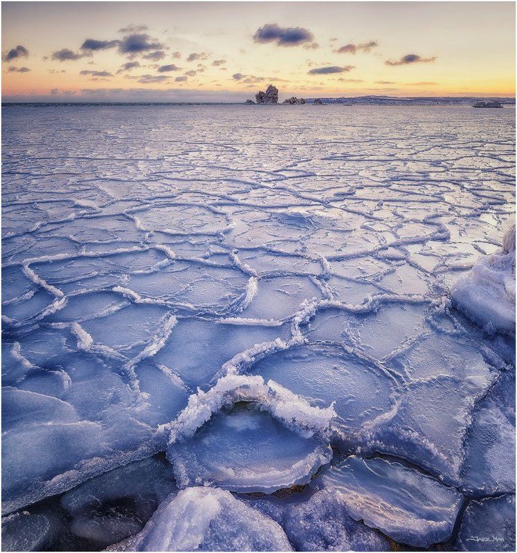 Закат, Квадрат, Керчь, Крым, Лёд, Море, Морской пейзаж, Панорама, Черное море *** фото превью
