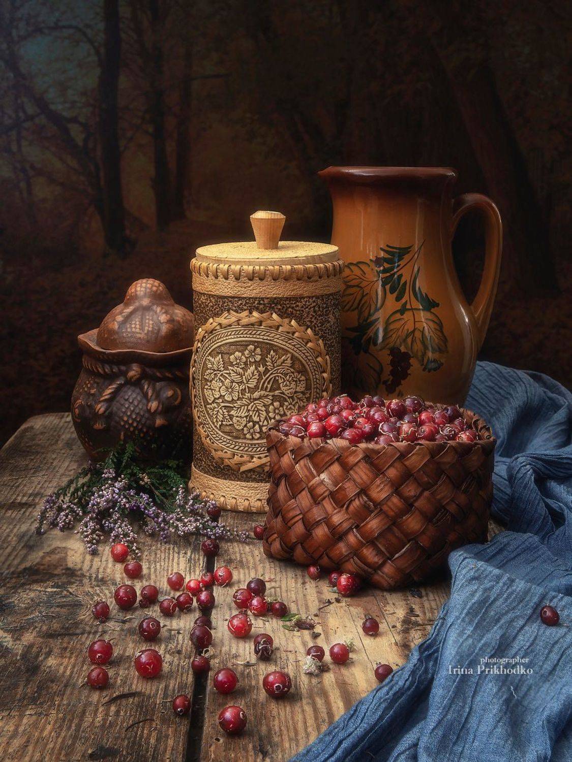 натюрморт, осень, урожай. клюква, деревенский стиль, Ирина Приходько