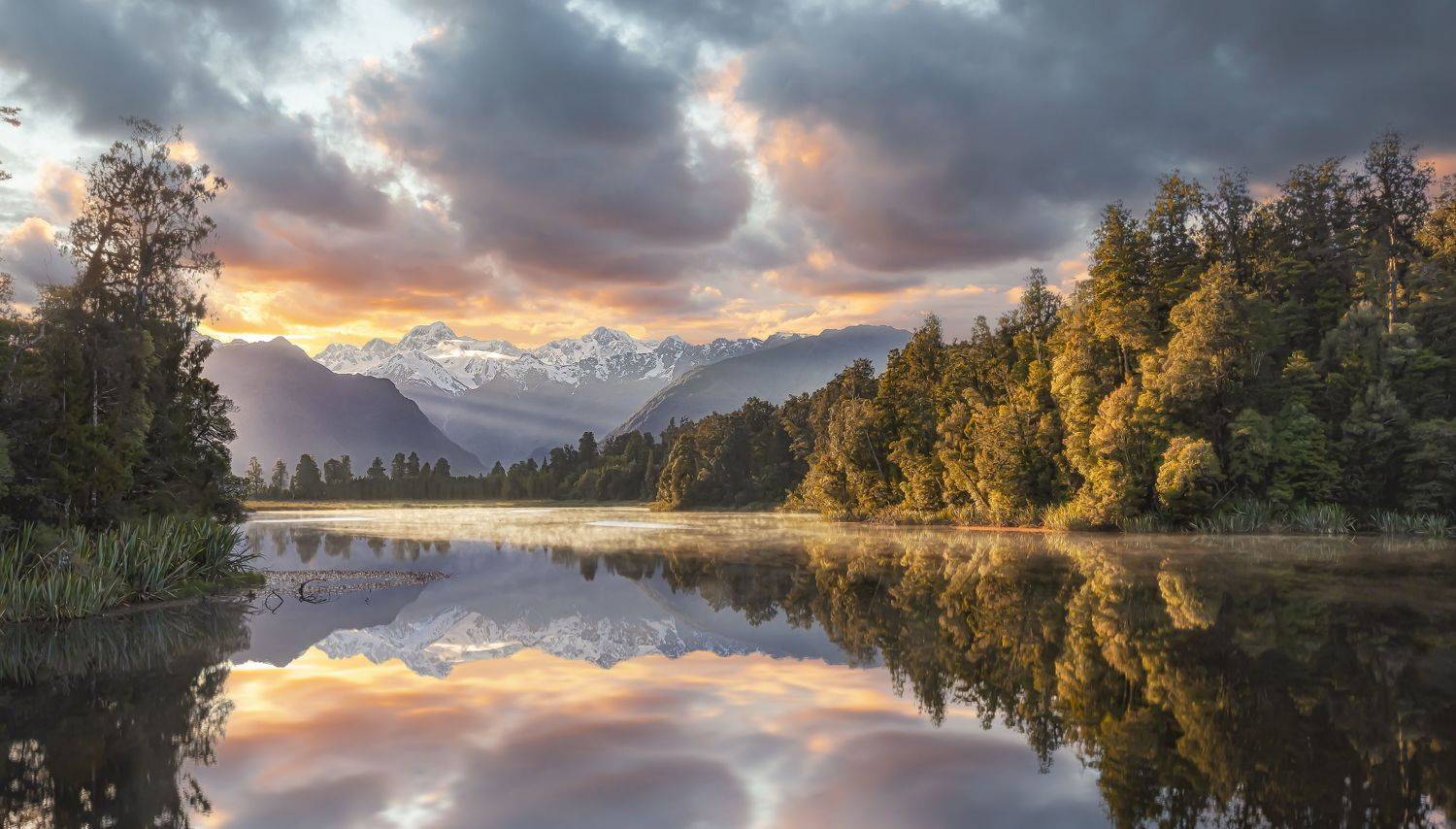 new zealand, lake matheson, morning, mirror, Андрей Чабров