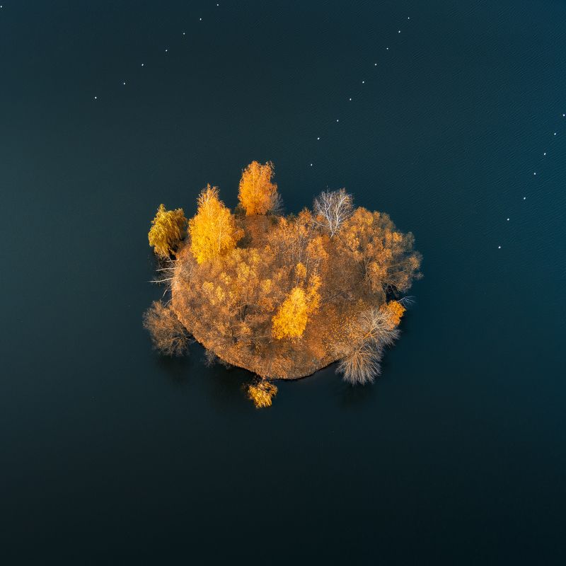 осень,остров,природа,вода,пейзаж,дрон Клякса фото превью