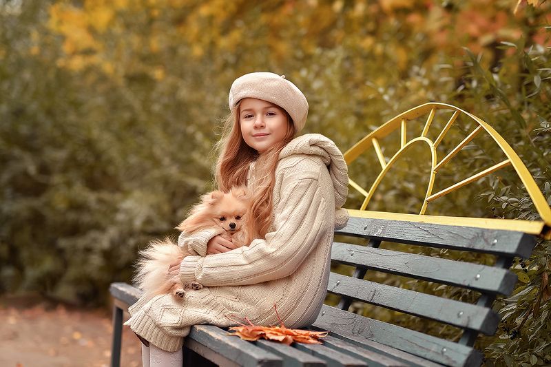 детский портрет, осень, дети, краски осени, дети и животные, прогулка Осеннее наслаждение фото превью