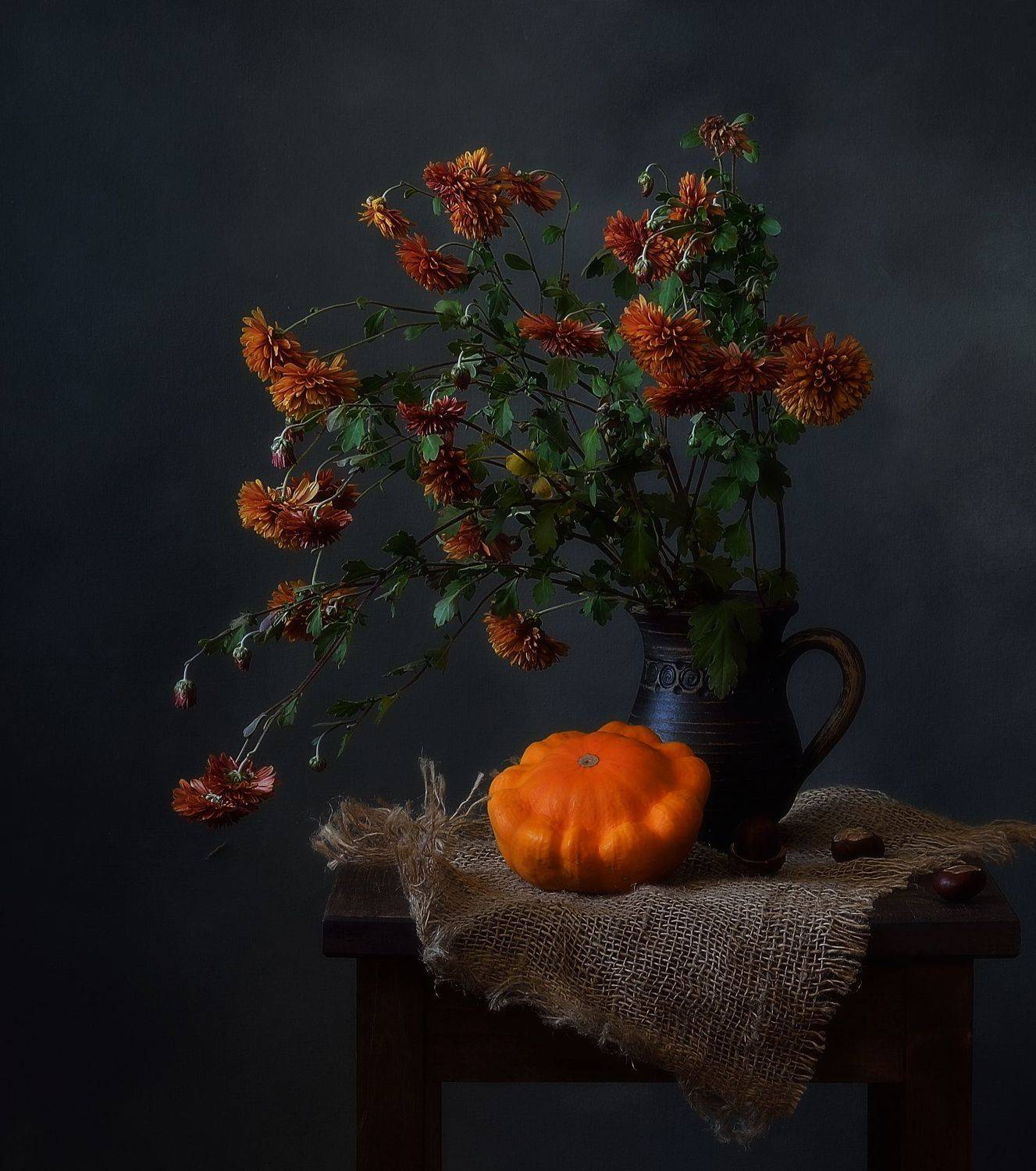 натюрморт,композиция,хризантемы,патиссон,осень, Наталия К