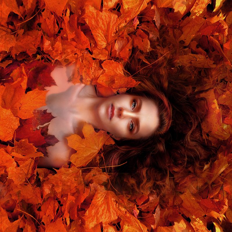 portrait,  autumn, female, portrait glamor, fashion, fineart, fineartphotography portrait in autumn leaves фото превью