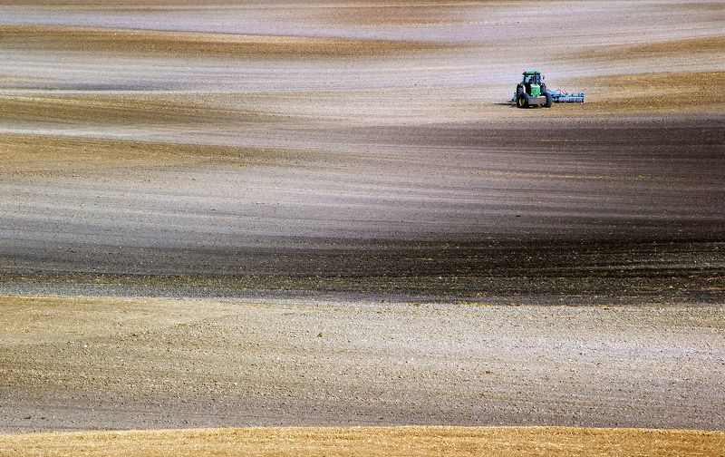 filed, autumn, poland, lonley, green John Deere фото превью