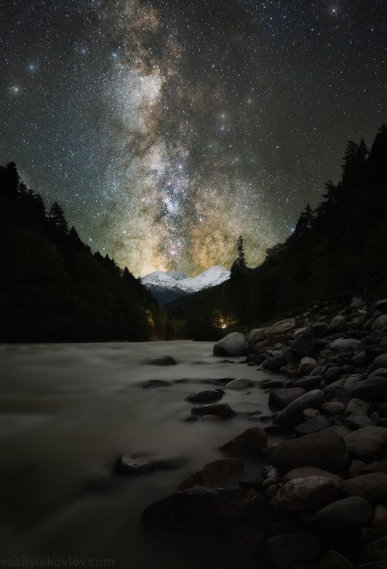 кчр, фототур, яковлевфотур Ночь на берегу реки Большая Лаба фото превью