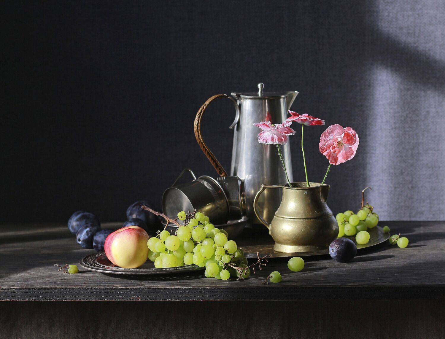 натюрморт, фотонатюрморт, осень, маки, цветы, виноград, наталья казанцева, Наталья Казанцева