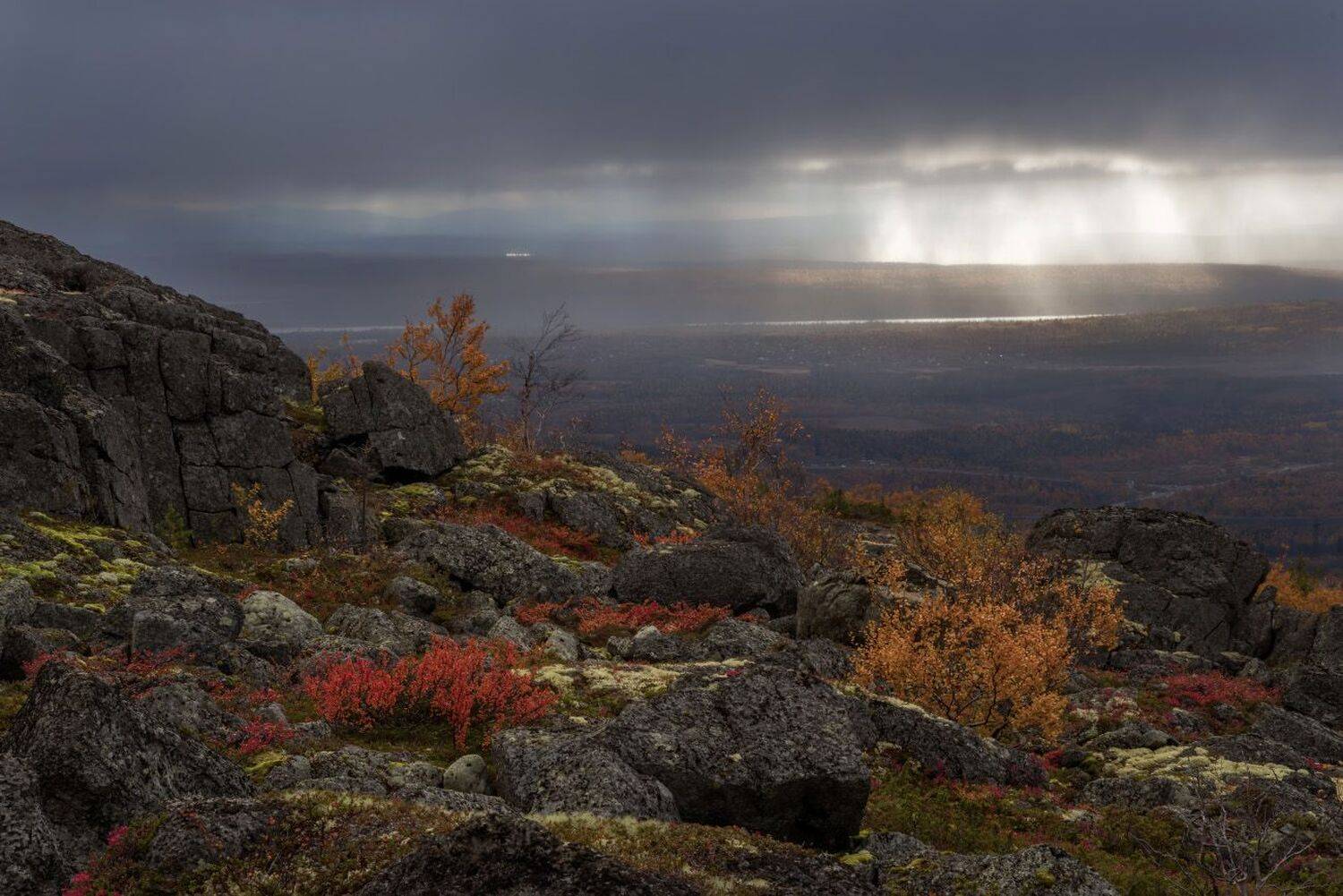 осень, горы, север, лучи, небо, солнце, Марина Мурашова