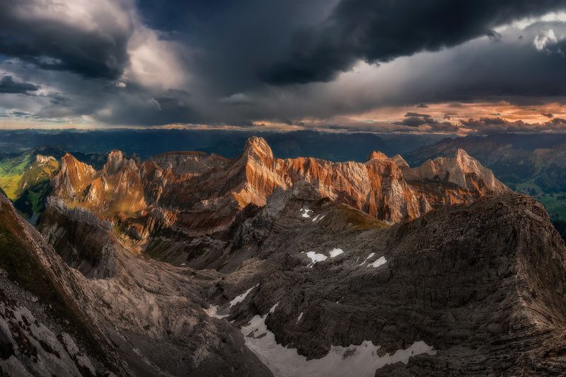 swiss, switzerland, alps, mountains, europe, clouds, sunset, amazing, landscape, mountain, colours, contrast, glow, alps, swiss alps, Swiss Alps III фото превью