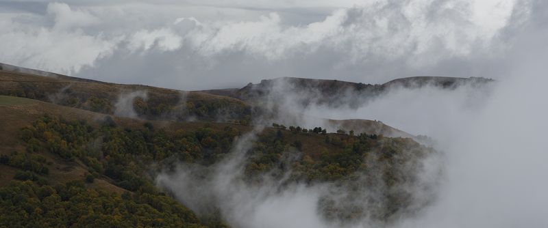 пейзаж, горы, облака, небо, осень, landscape, montains, clouds, sky, autumn Over the Autumn фото превью