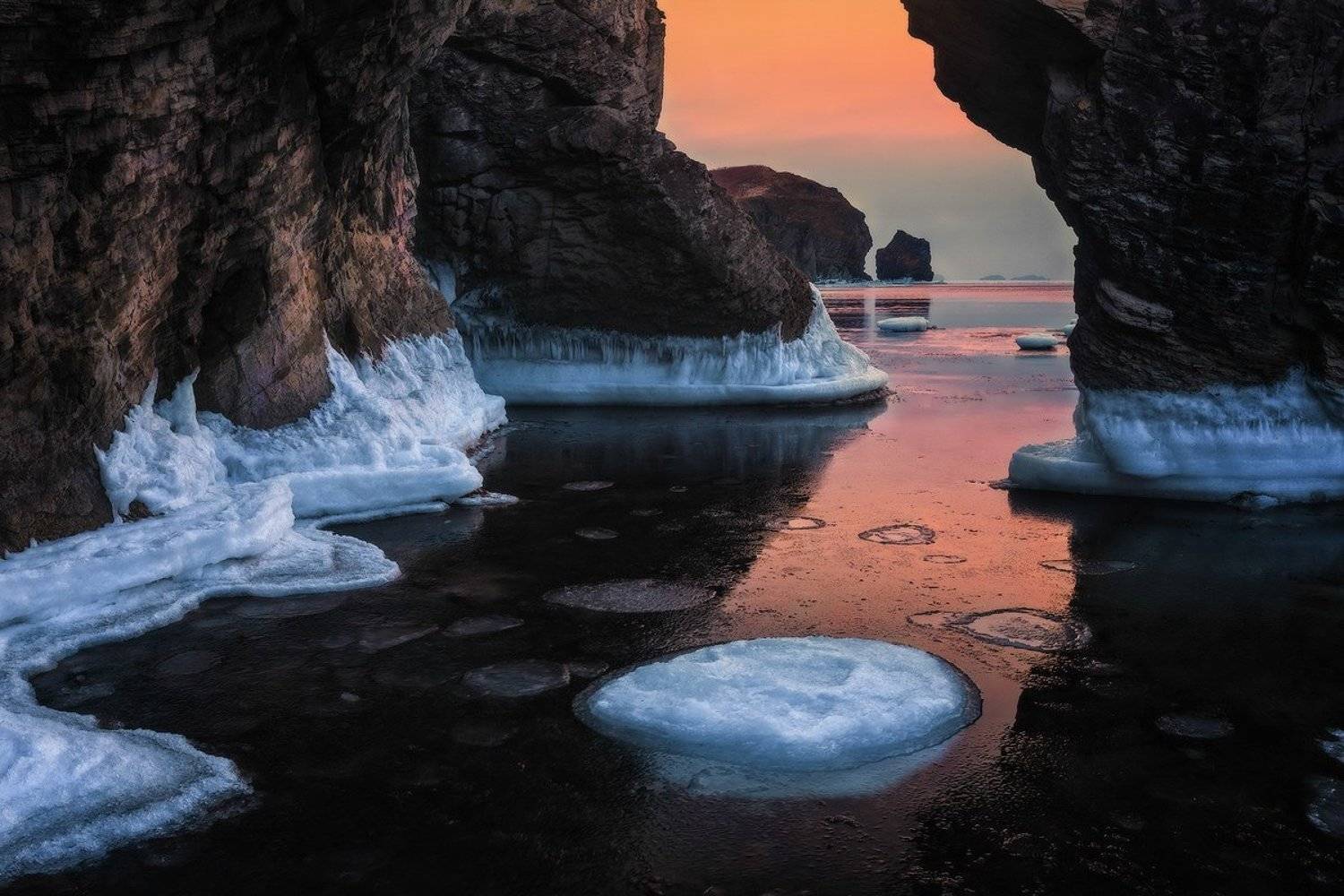 Лёд, Море, Скалы, Утро, Андрей Кровлин