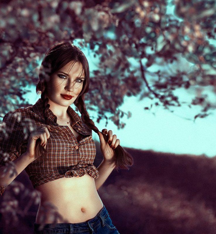 Girl, Grass, Outdoors, People, Portrait, Spring, Sunlight, Trees, Varicolored Сrazy spring фото превью