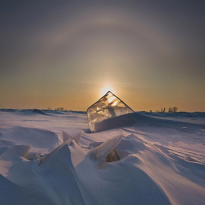 Солнечное гало. Или вечер на Томи - две остановки от Томска. фото превью