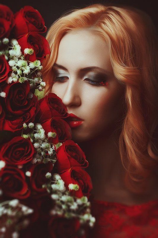 девушка, портрет, фото, цветы *** фото превью