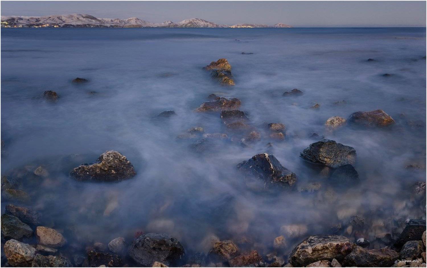 Длинная выдержка, Закат, Камни, Коктебель, Крым, Море, Панорама, Черное море, Jazz Man