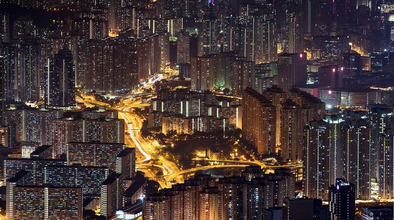 hong kong, kowloon, long exposore Golden river фото превью