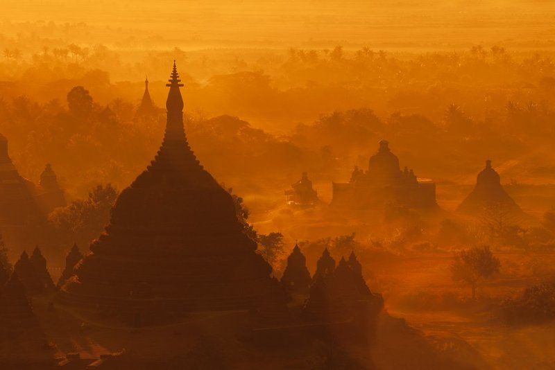 Burma, Landscape, Mrauk U, Myanmar, Sunset, Temple Mrauk U фото превью