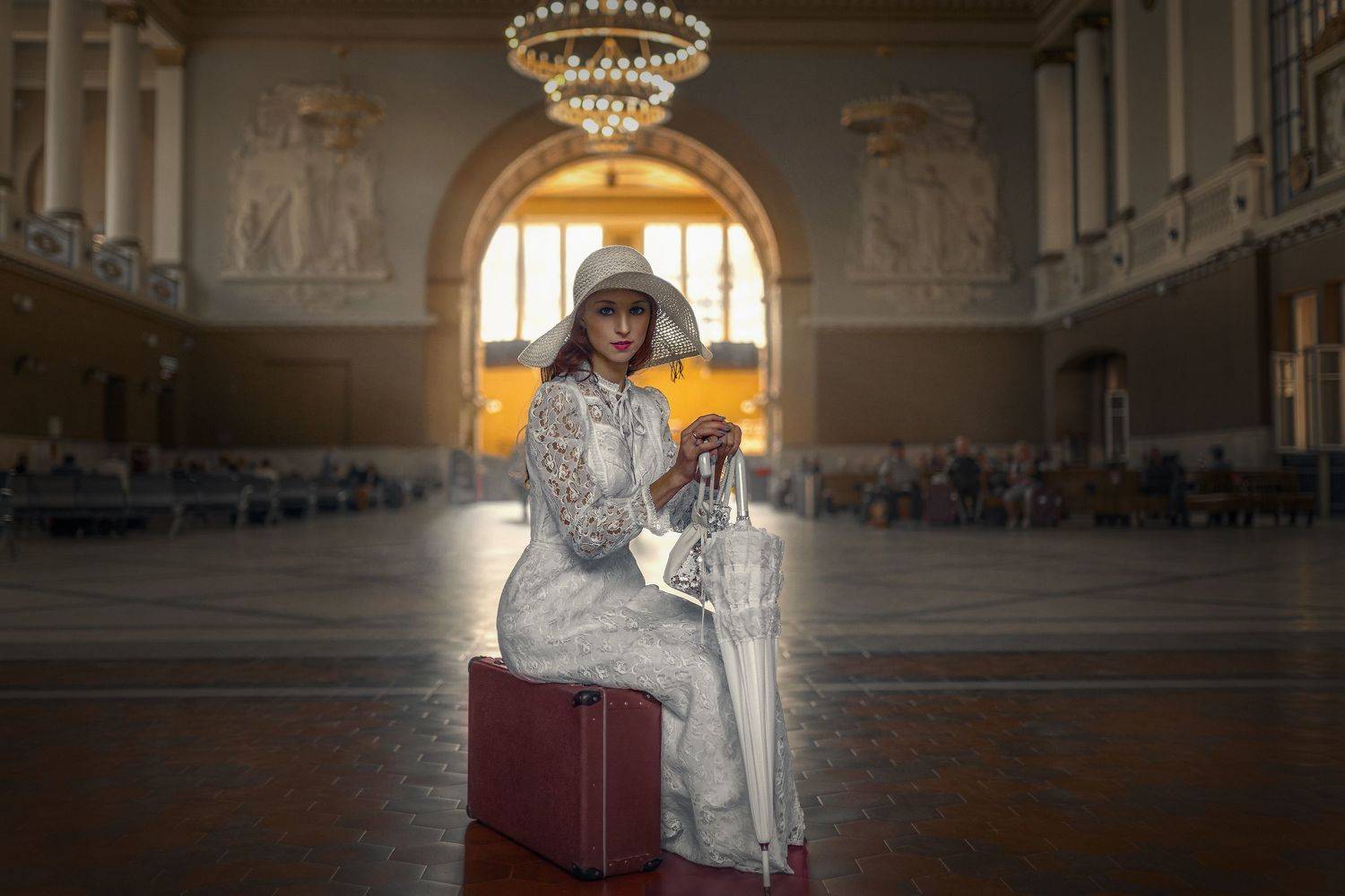 портрет девушка вокзал ожидание ретро красота нежность взгляд, Юрий Захаров