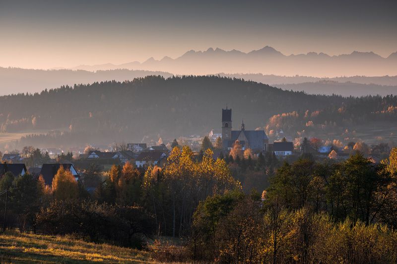 mountains, autumn, poland, sunrise Morning in the Mountains фото превью