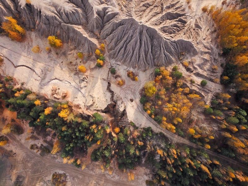 осень, осенний пейзаж, тульская область, dronephoto Антропогенная осень фото превью
