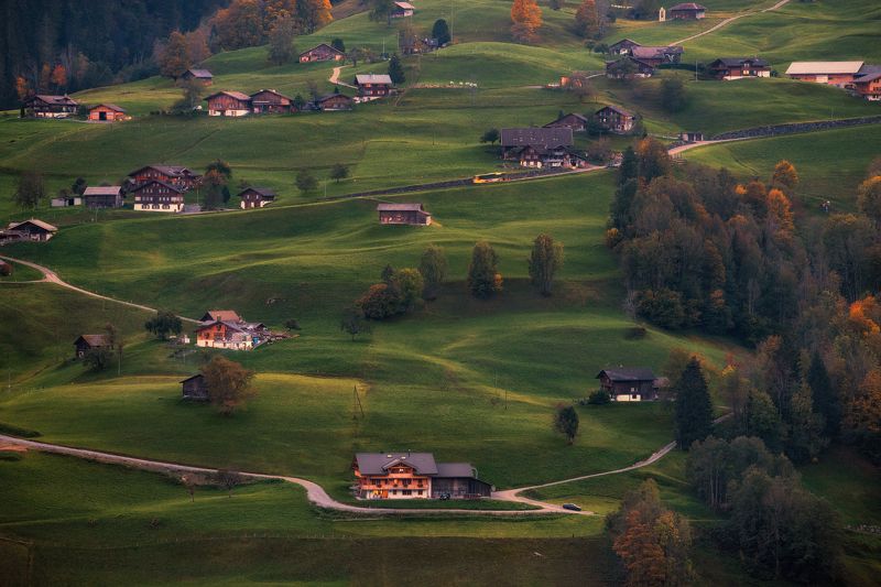 sunset. switzerland. grindelwald peaceful life фото превью