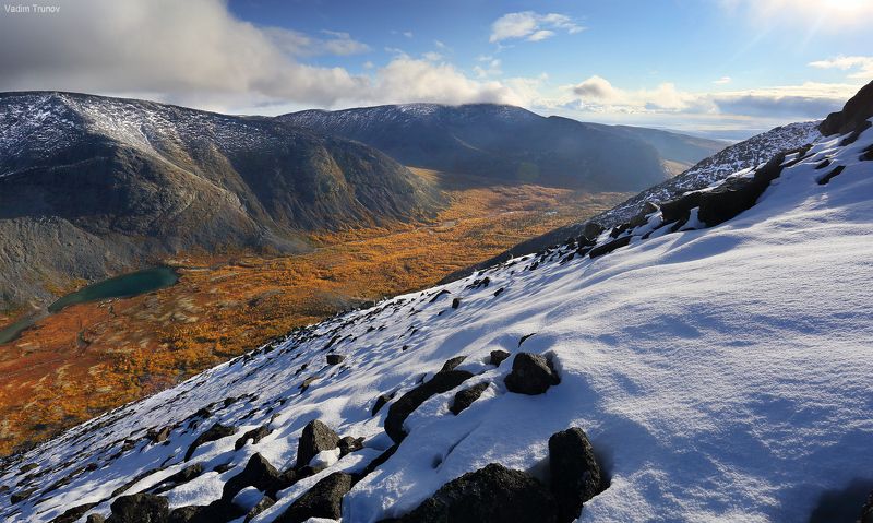 кольский, север, заполярье, хибины Граница зимы и осени фото превью