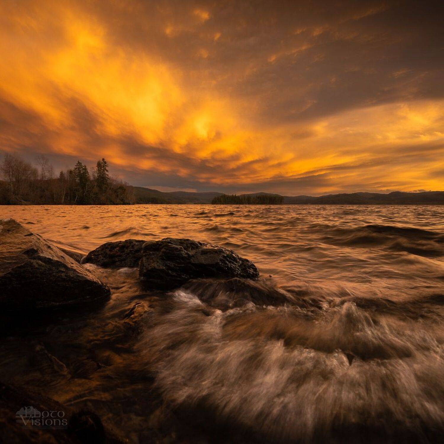 sunset,norway,orange,sky,lake,shore,shoreline,coast,waves,water,, Adrian Szatewicz